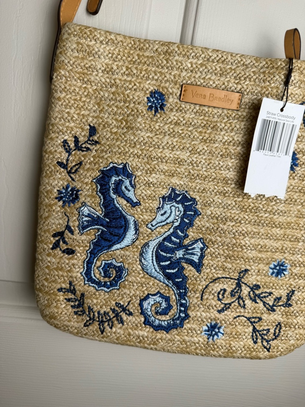 NWT Vera Bradley Natural Sea Life Straw Crossbody Purse Retired - Picture 3 of 8